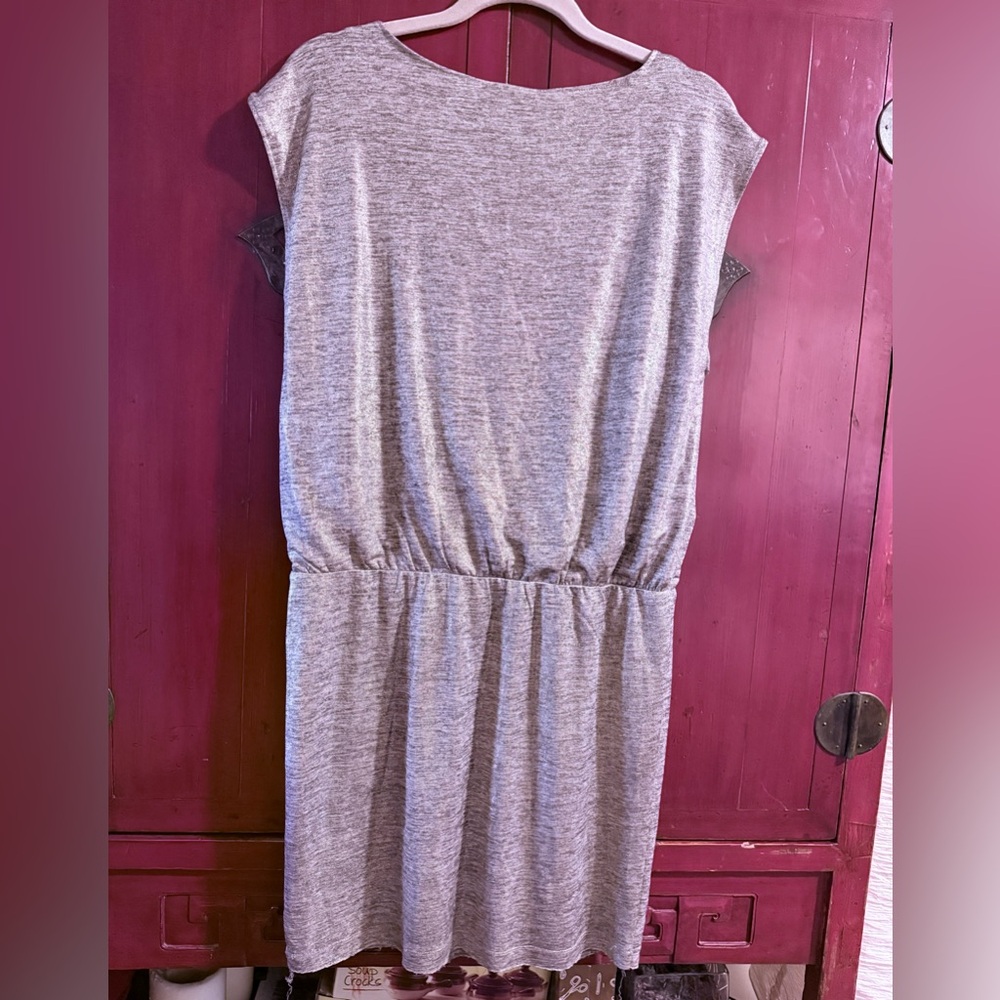 MM Couture Dress Lovely Dappled Gold Draped & Layered Front Stretchy VGUC - Picture 2 of 7